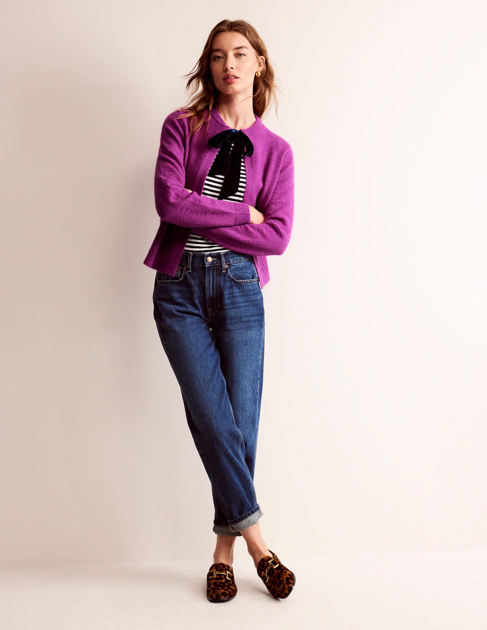 Fluffy Bow Cardigan-Festival Fuchsia - Image 5