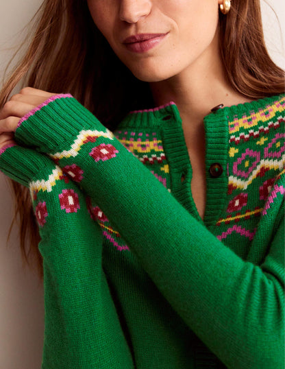 Edie Fair Isle Cardigan-Green Fair Isle-2