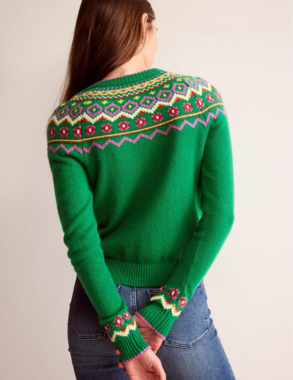 Edie Fair Isle Cardigan-Green Fair Isle-3