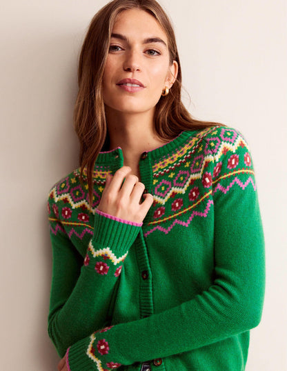 Edie Fair Isle Cardigan-Green Fair Isle-4