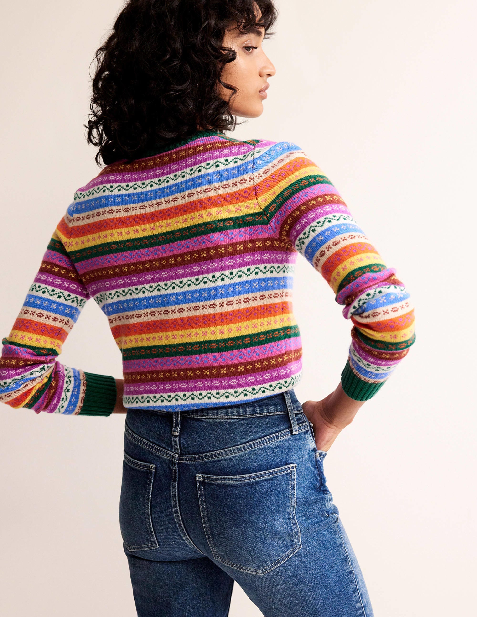 Edie Fair Isle Cardigan-Rainbow Fair Isle - Image 3