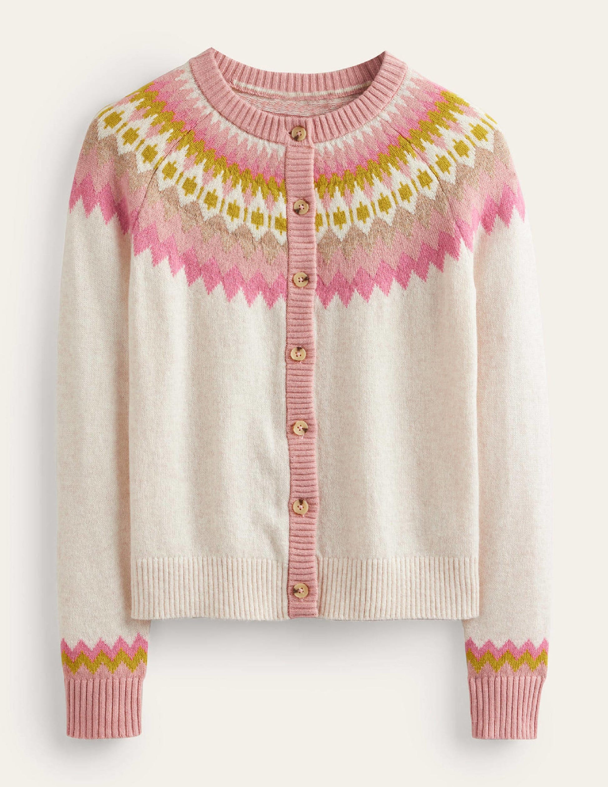 Edie Fair Isle Cardigan-Oatmeal Melange Fair Isle-5
