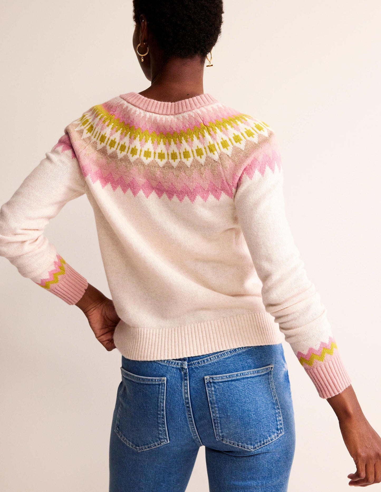 Edie Fair Isle Cardigan-Oatmeal Melange Fair Isle