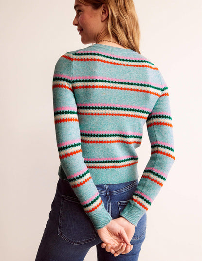 Edie Fair Isle Jumper-Blue Diamond Stripe-3
