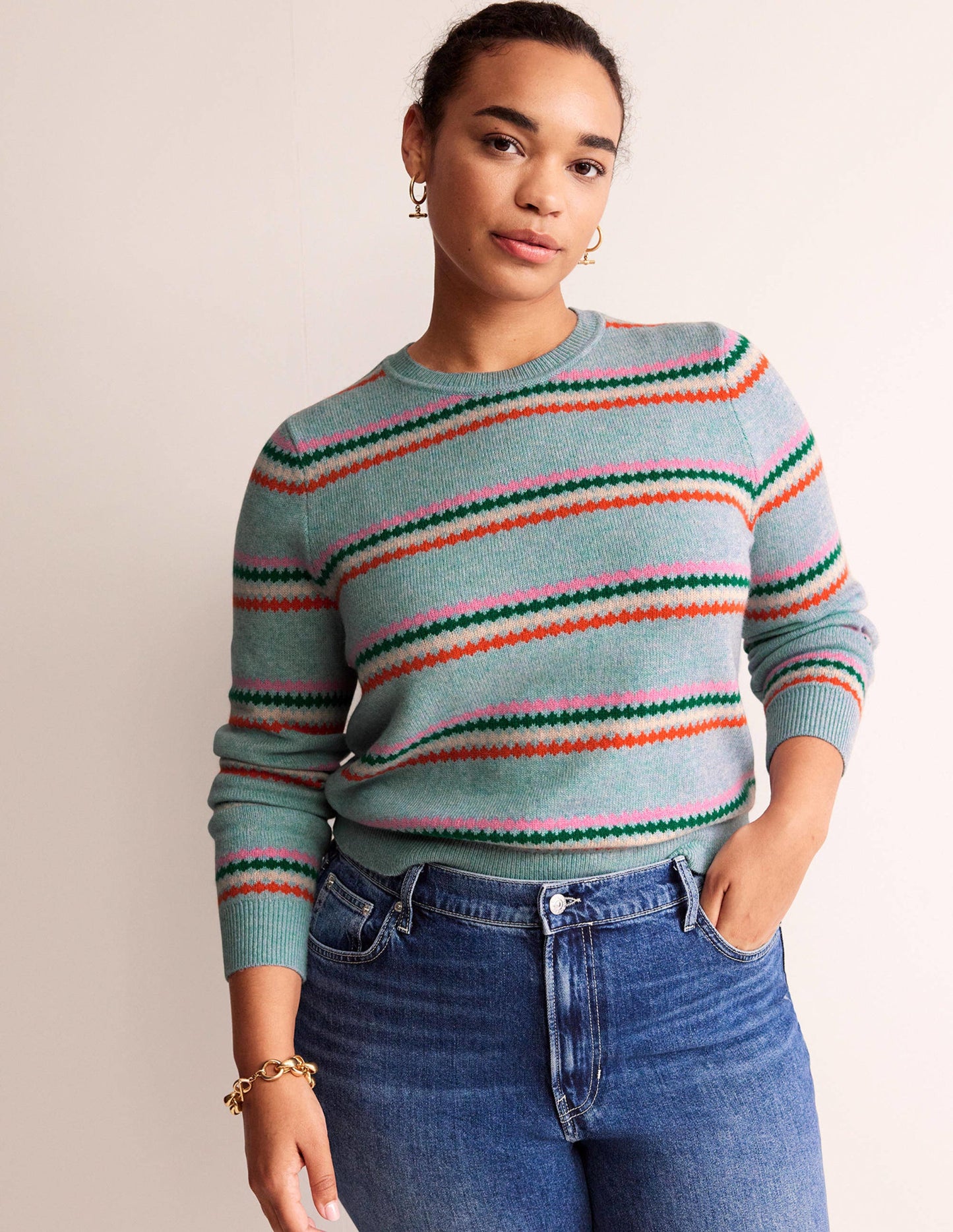 Edie Fair Isle Jumper-Blue Diamond Stripe