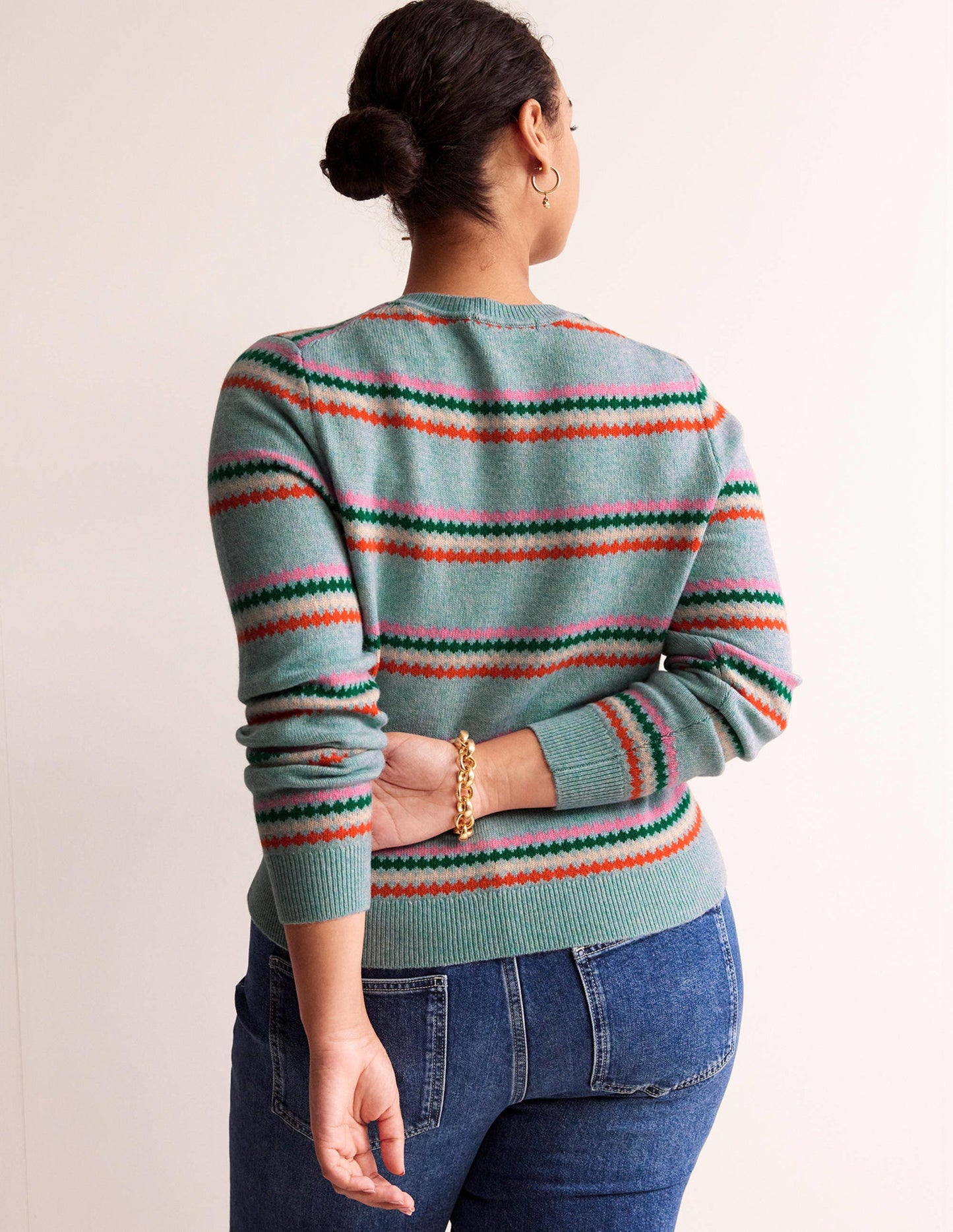 Edie Fair Isle Jumper-Blue Diamond Stripe