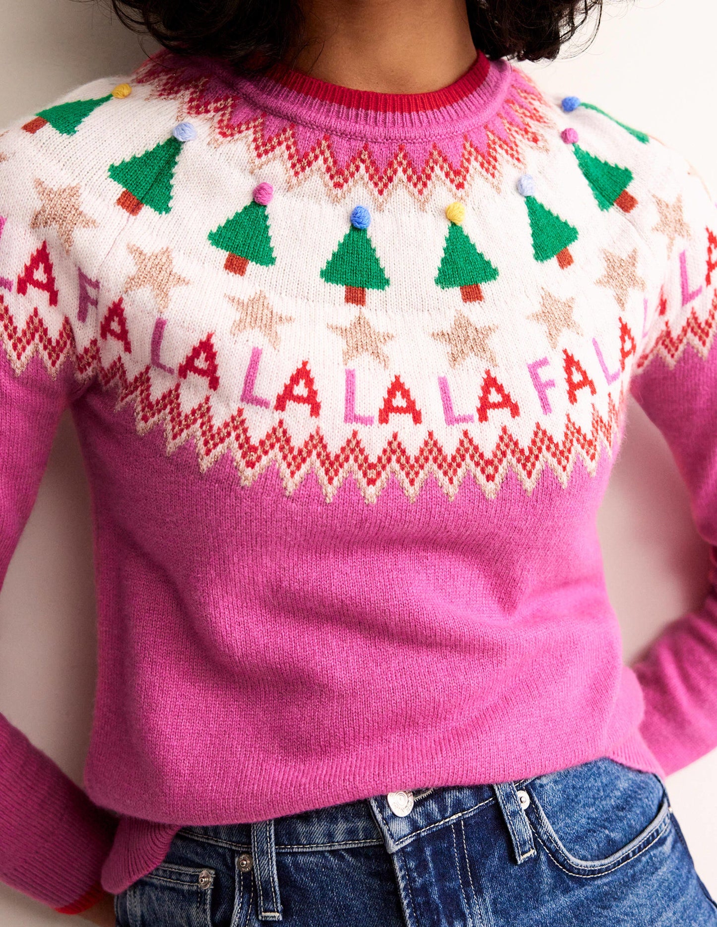Edie Fair Isle Jumper-Vibrant Pink Fair Isle