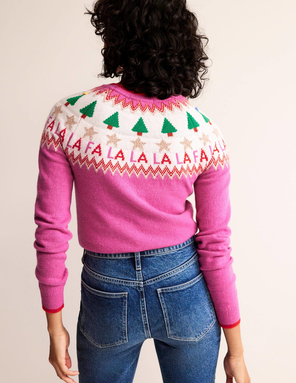 Edie Fair Isle Jumper-Vibrant Pink Fair Isle - Image 3