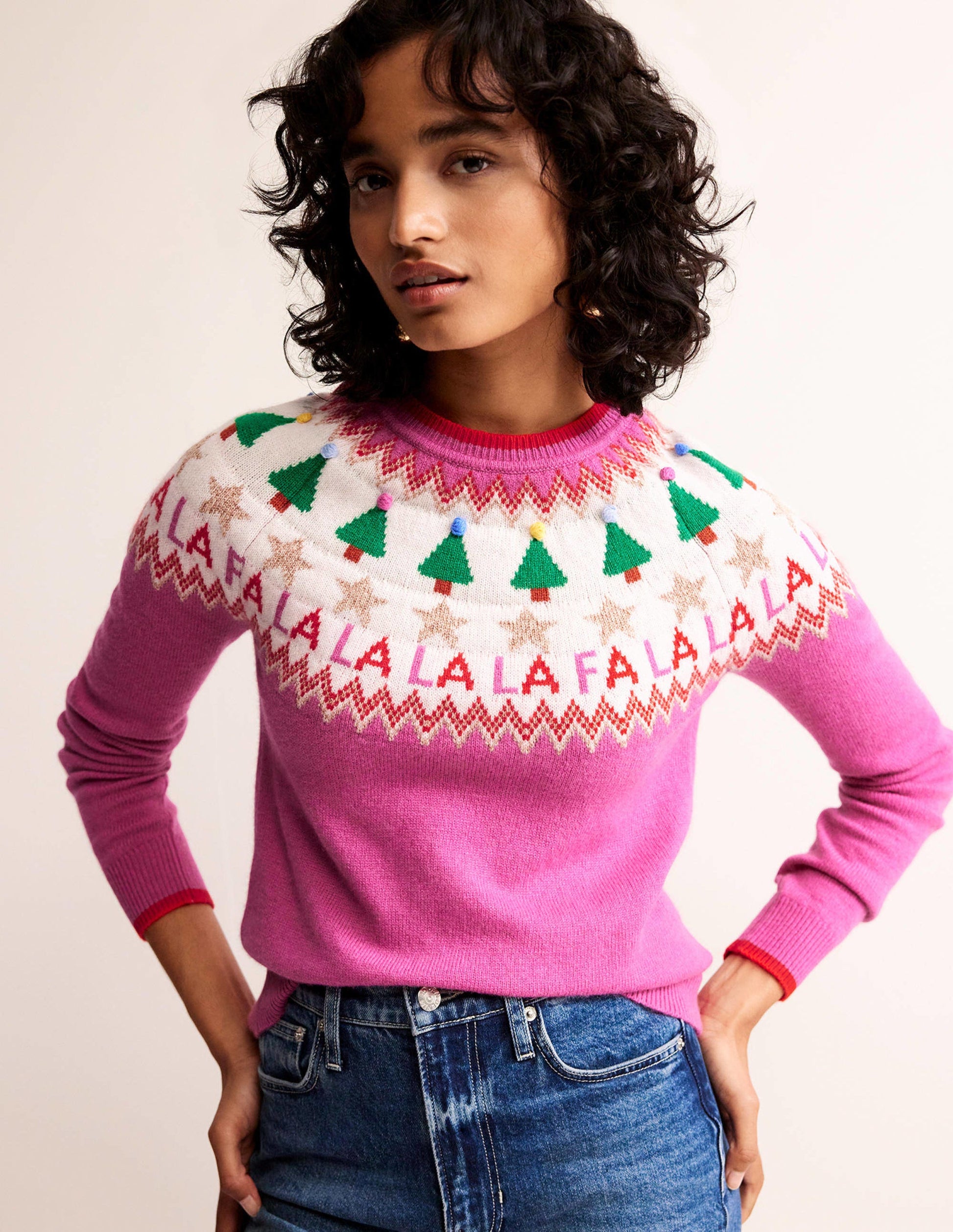 Edie Fair Isle Jumper-Vibrant Pink Fair Isle-4