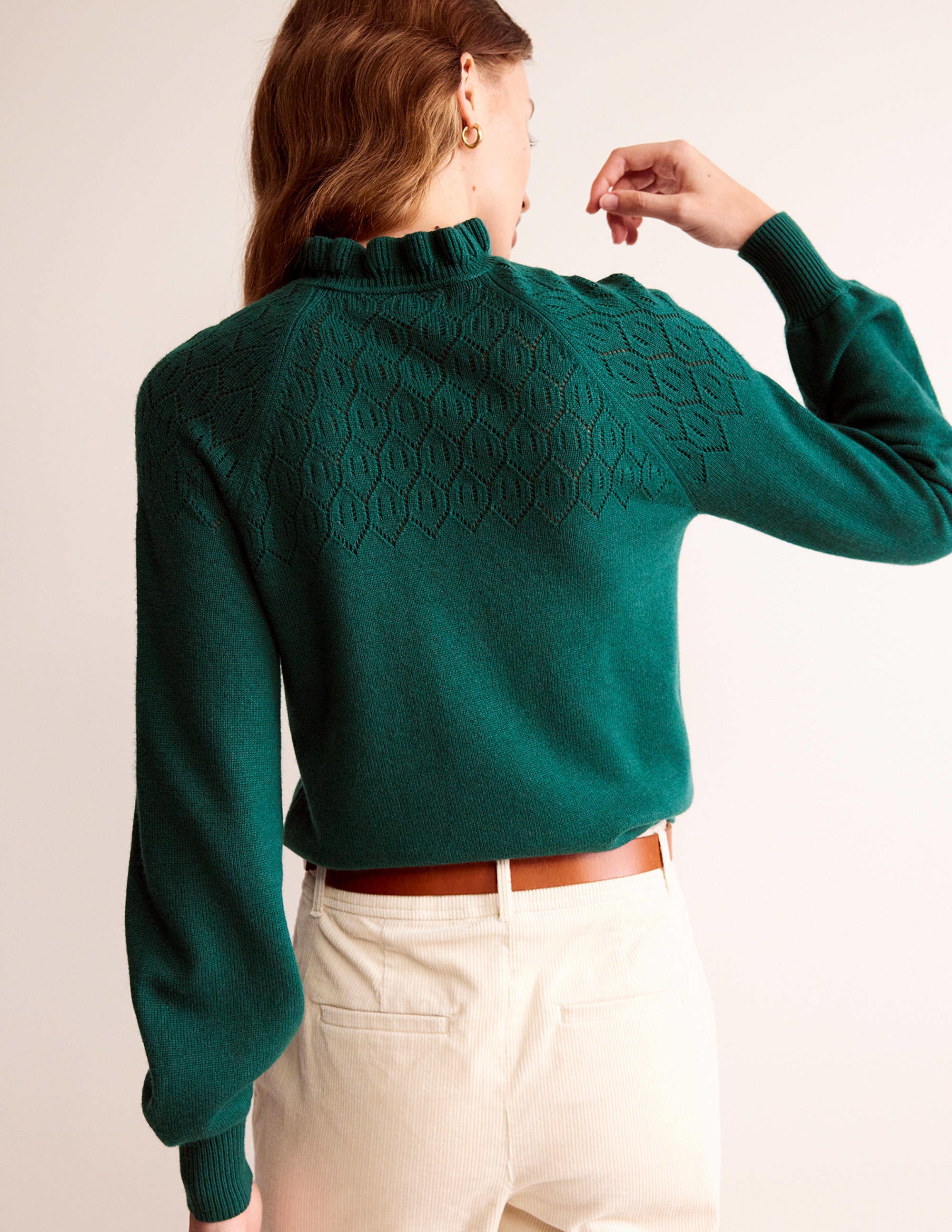 Pointelle Detailed Jumper-Emerald Night - Image 3