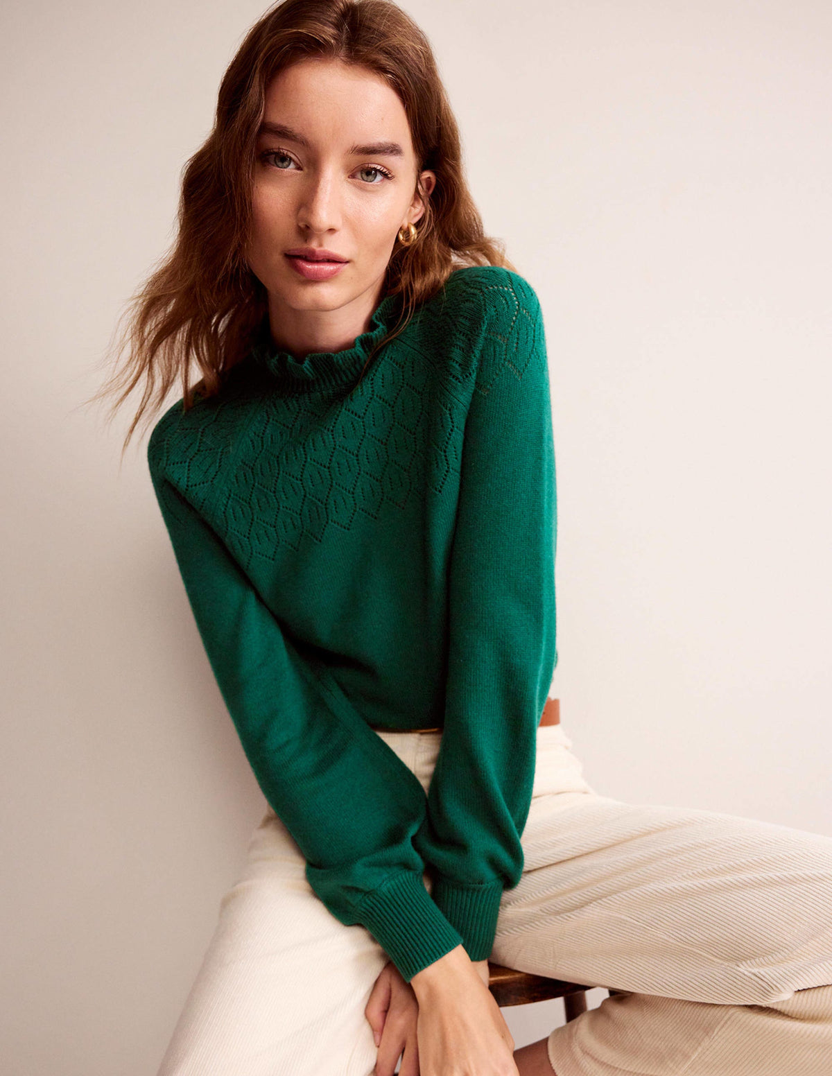 Pointelle Detailed Jumper-Emerald Night-4