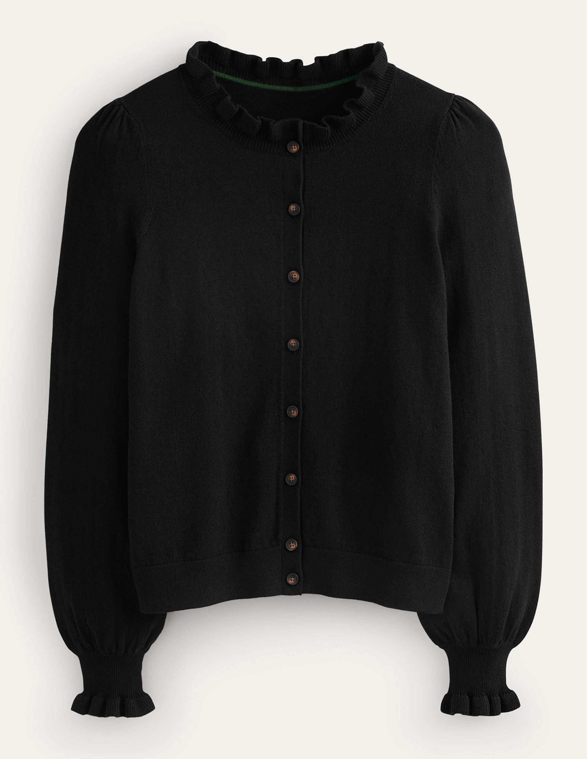 Ruffle-Neck Cardigan-Black-5