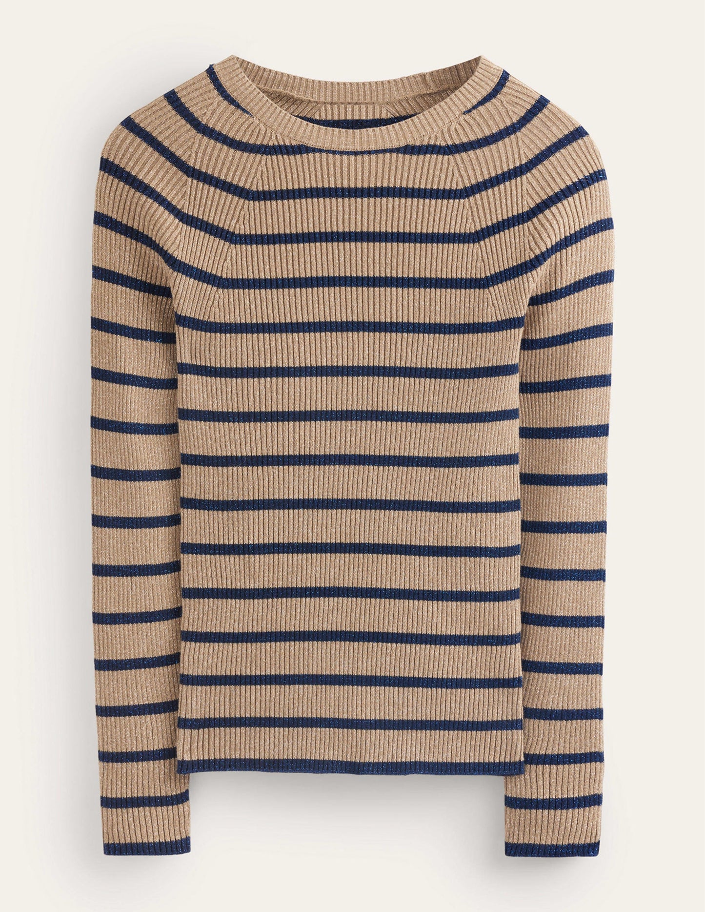 Effie Sparkle Stripe Jumper-Camel and Navy Stripe
