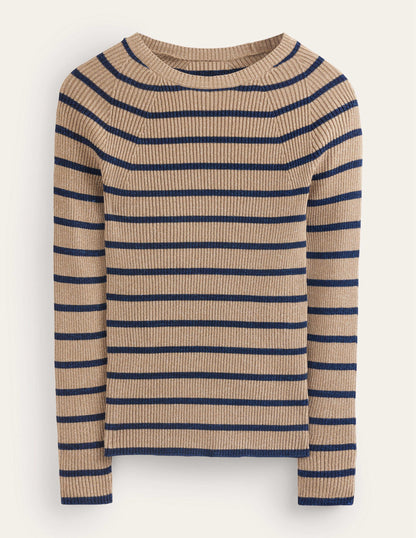 Effie Sparkle Stripe Jumper-Camel and Navy Stripe-6
