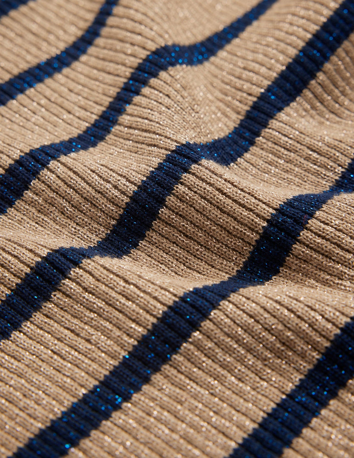 Effie Sparkle Stripe Jumper-Camel and Navy Stripe
