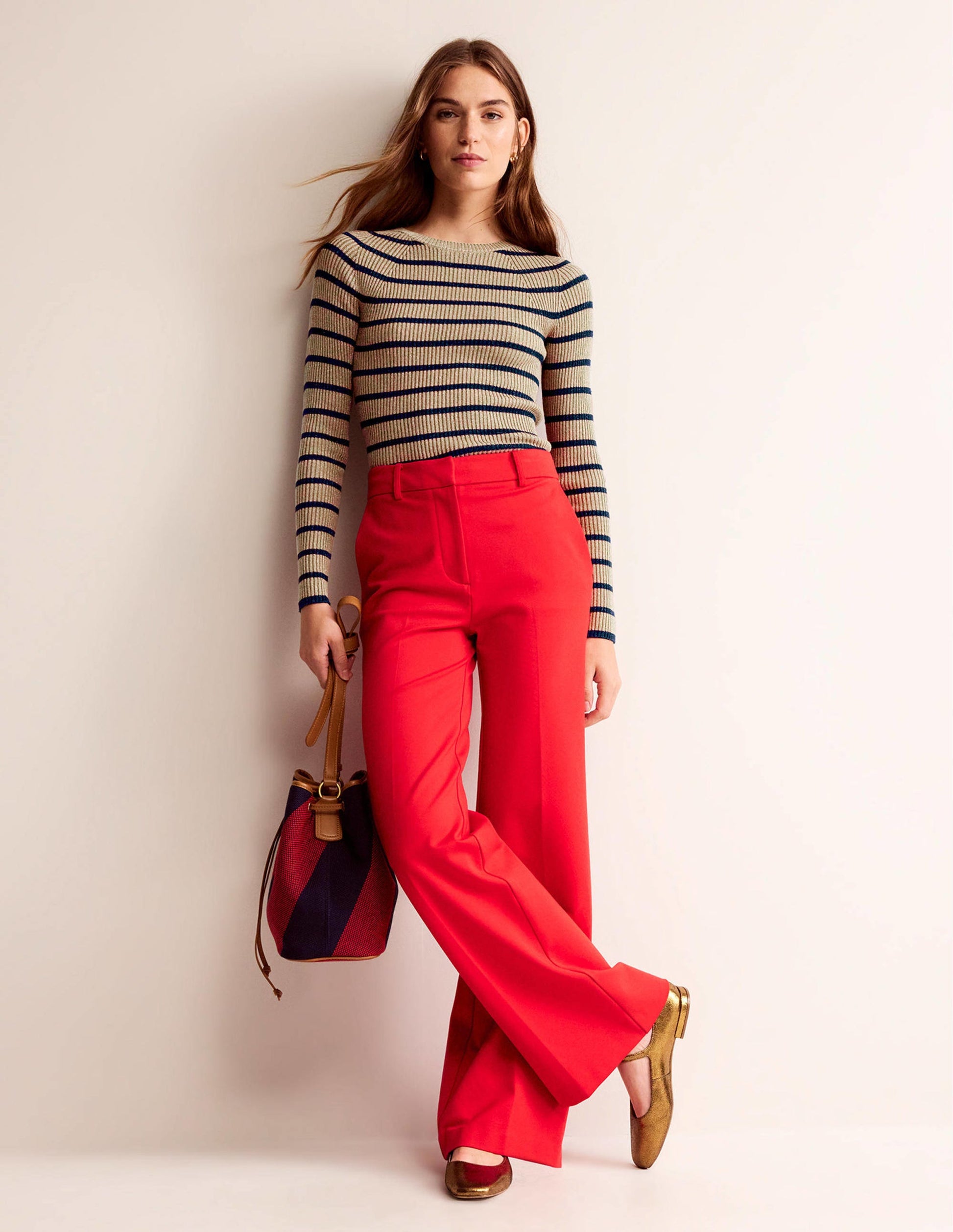 Effie Sparkle Stripe Jumper-Camel and Navy Stripe-4