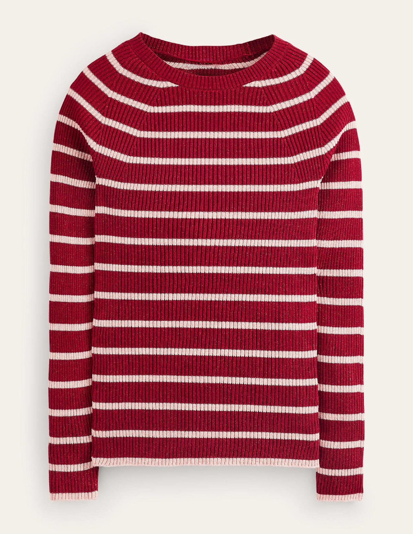 Effie Sparkle Stripe Jumper-Red, Chalky Pink Stripe