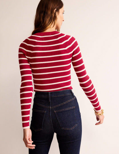 Effie Sparkle Stripe Jumper-Red, Chalky Pink Stripe-3