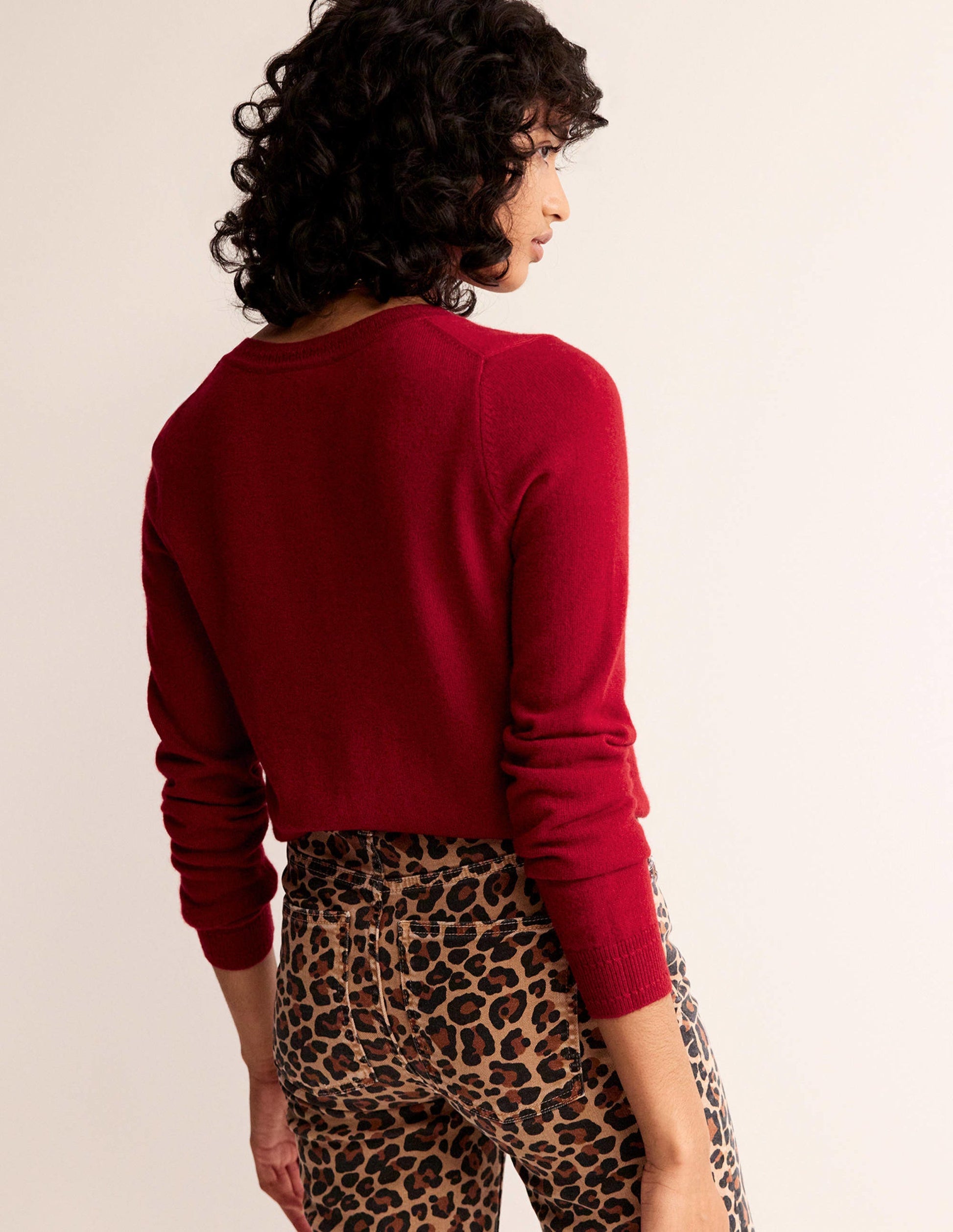 Eva Cashmere Crew Cardigan-Salsa-3