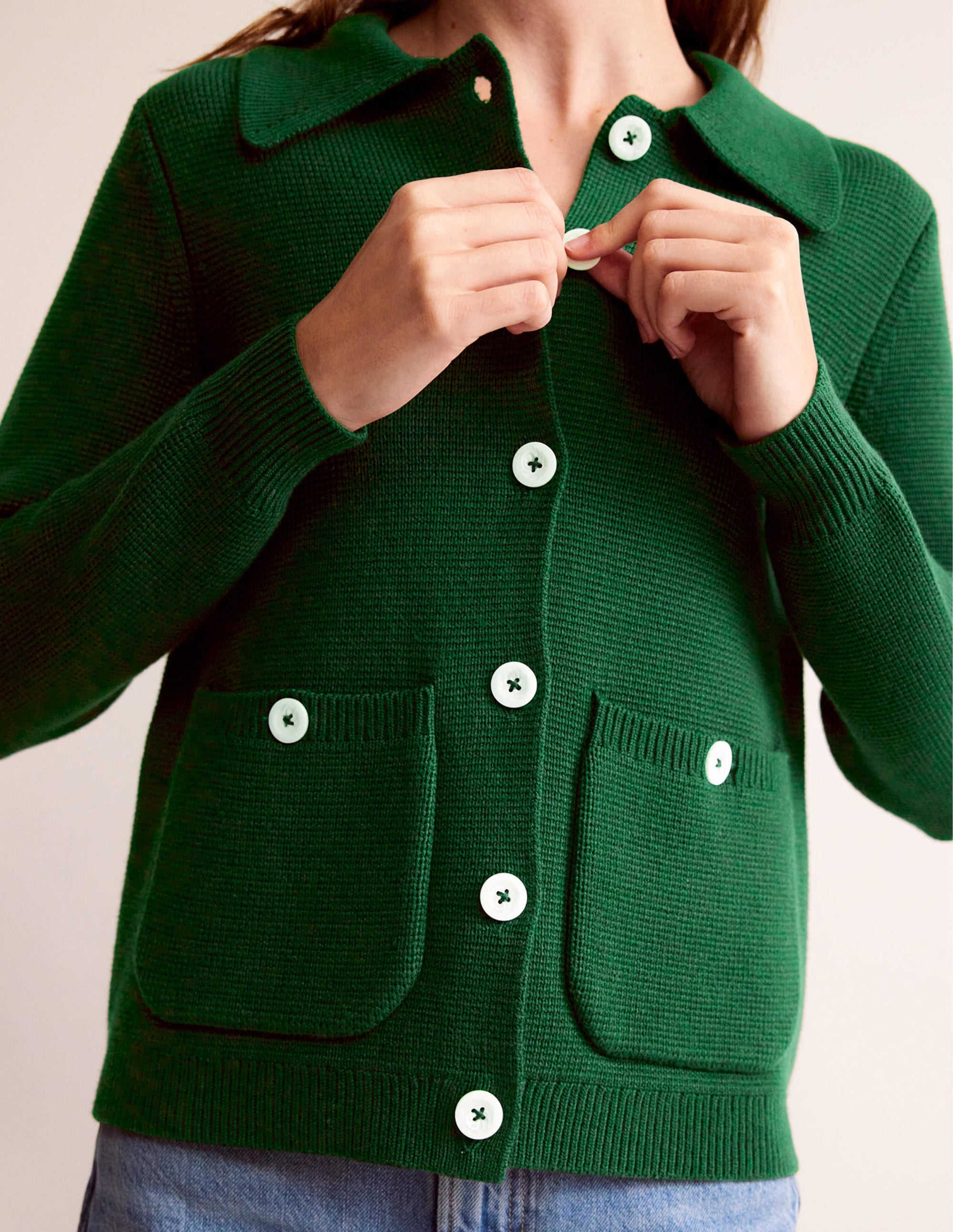 Emily Wool Blend Cardigan-Hunter Green - Image 2