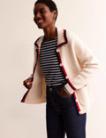 Emily Wool Blend Cardigan-Warm Ivory, Hot Pepper Tipping