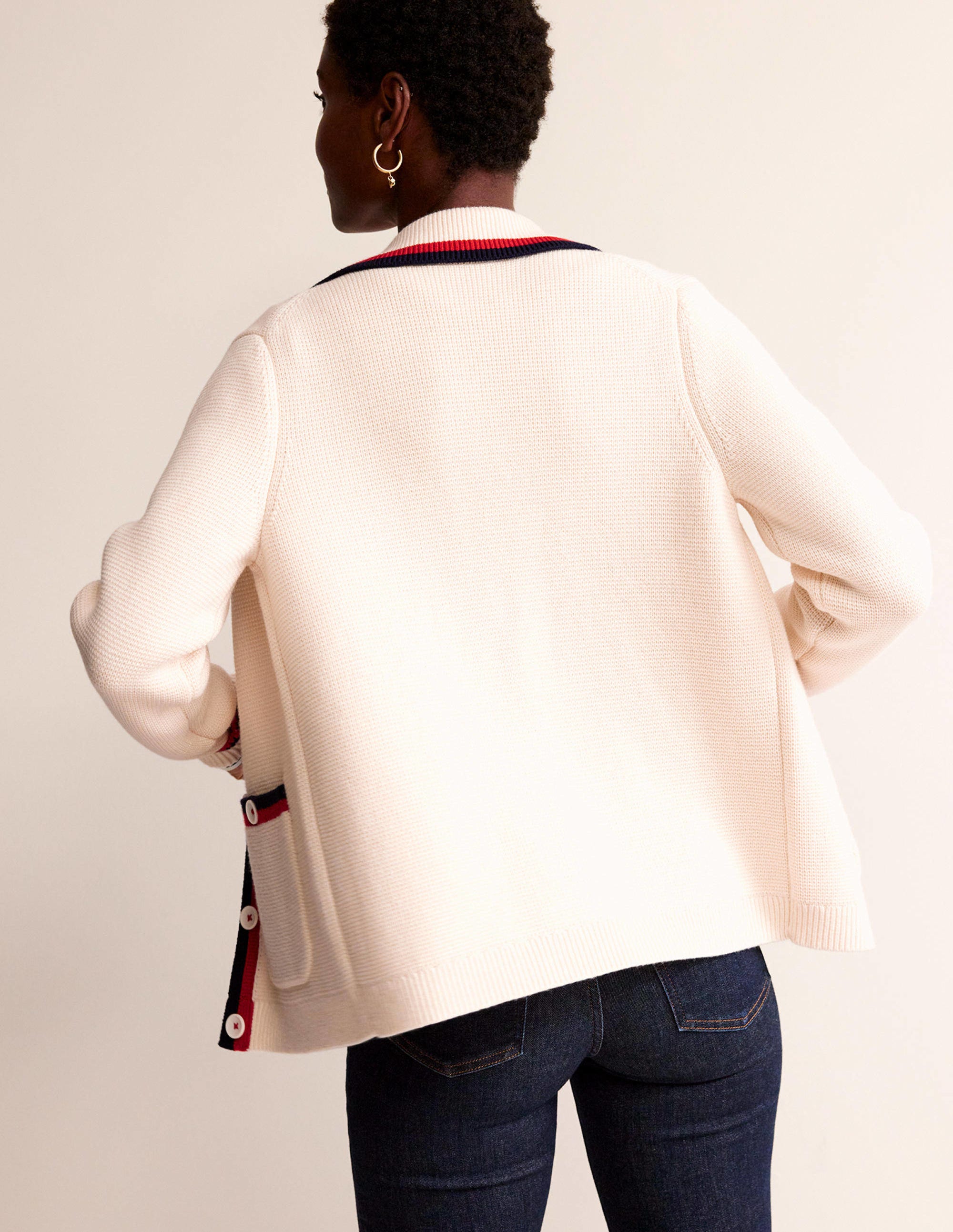 Emily Wool Blend Cardigan-Warm Ivory, Hot Pepper Tipping - Image 3