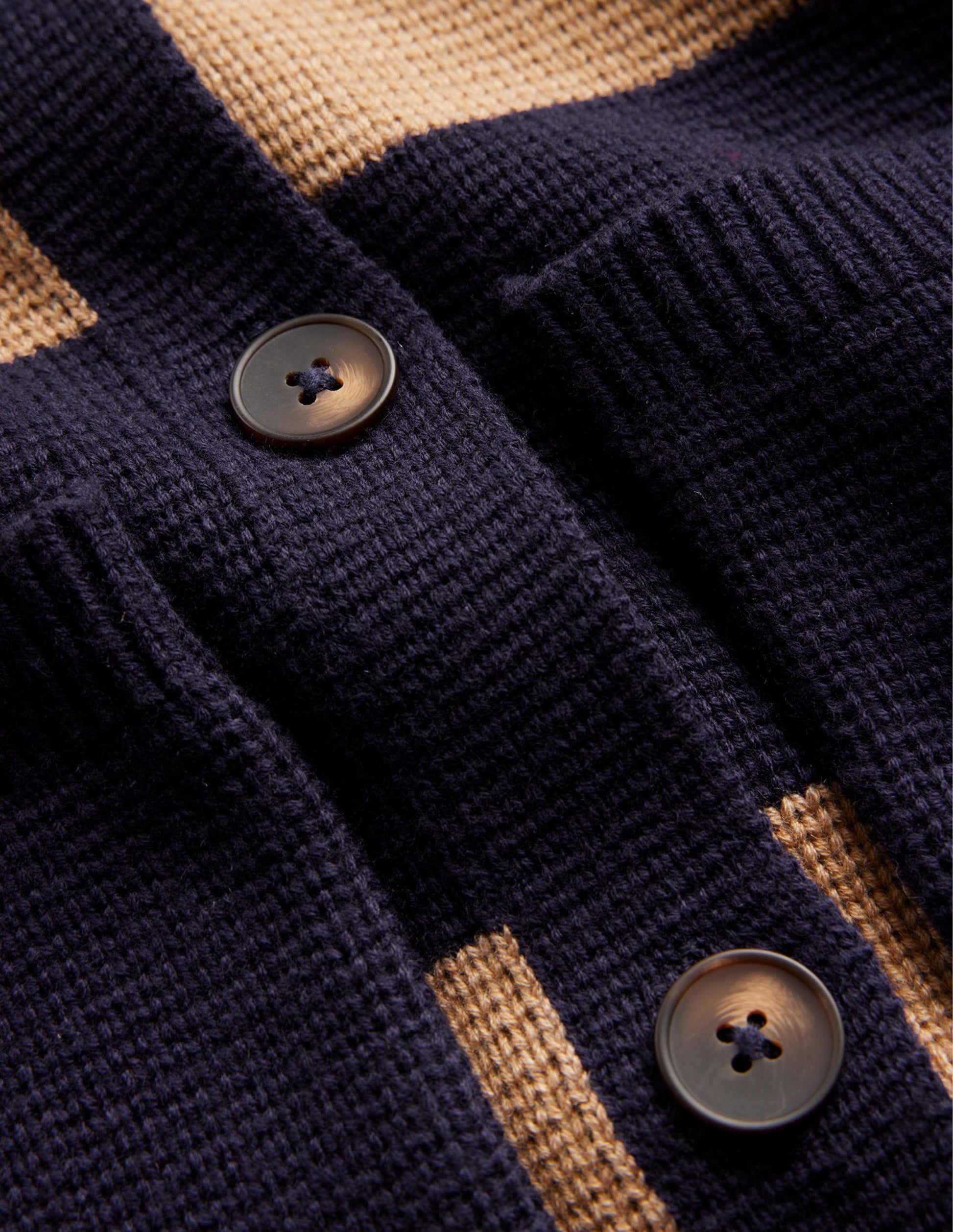 Emily Wool Blend Cardigan-Navy and Camel Melange-6
