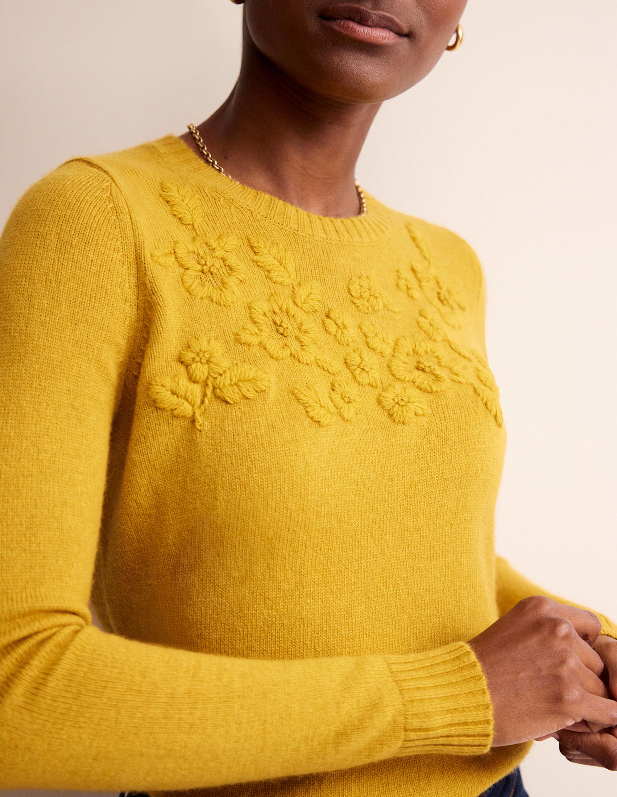 Embroidered Crew Neck Jumper-Dijon - Image 2