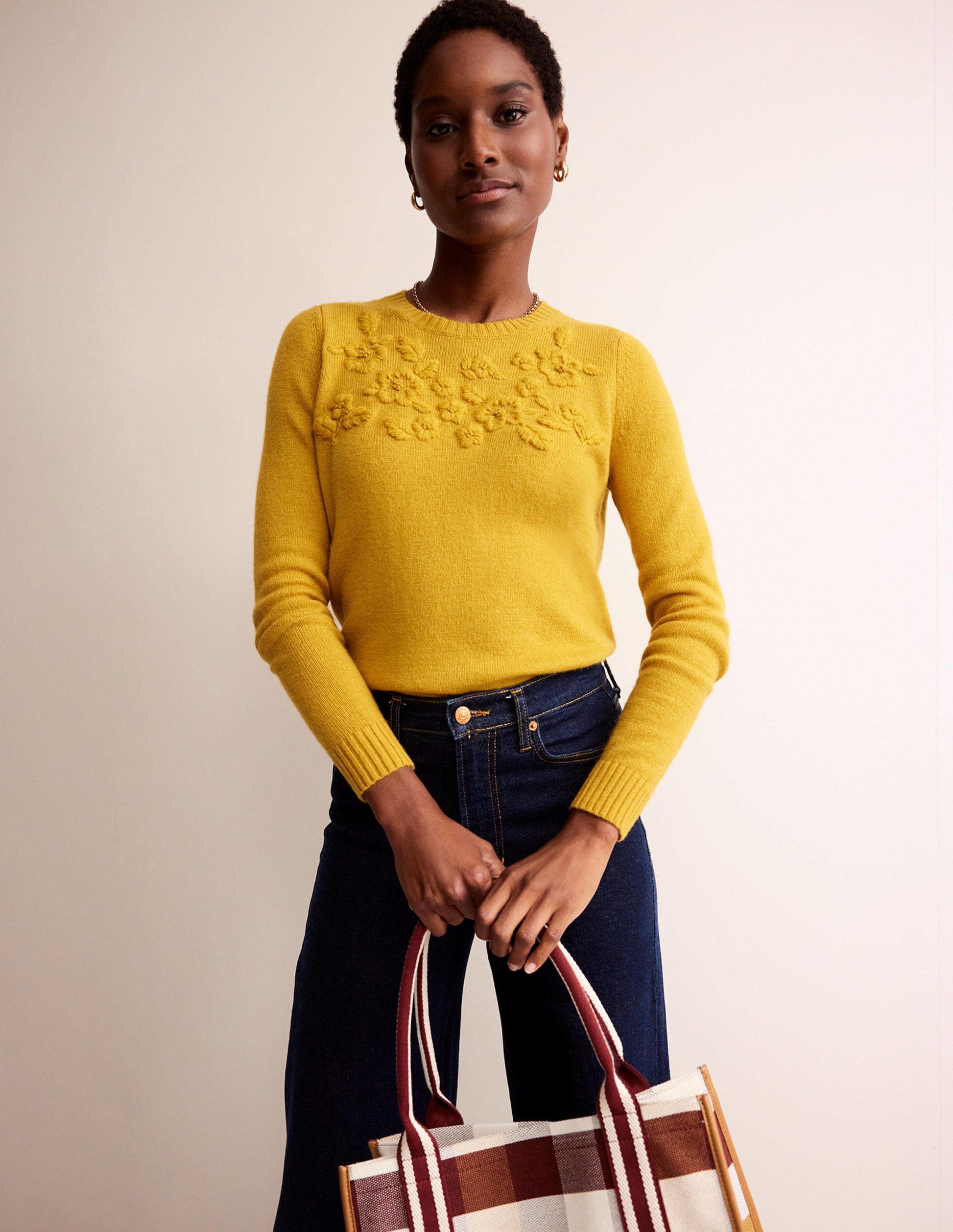 Embroidered Crew Neck Jumper-Dijon-4