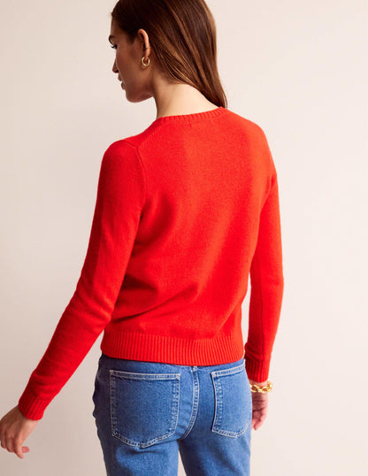 Embroidered Crew Neck Jumper-Brilliant Red-3