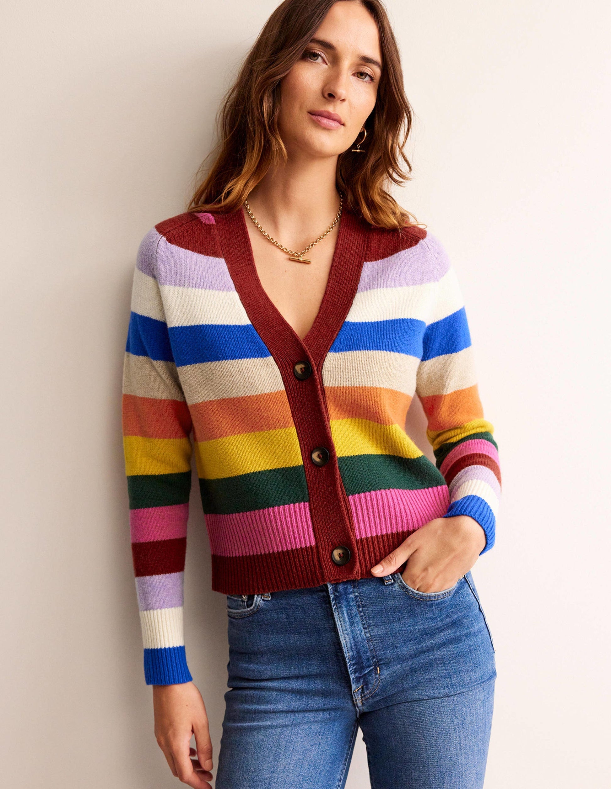 Olivia Merino Cardigan-Rainbow Multi-4