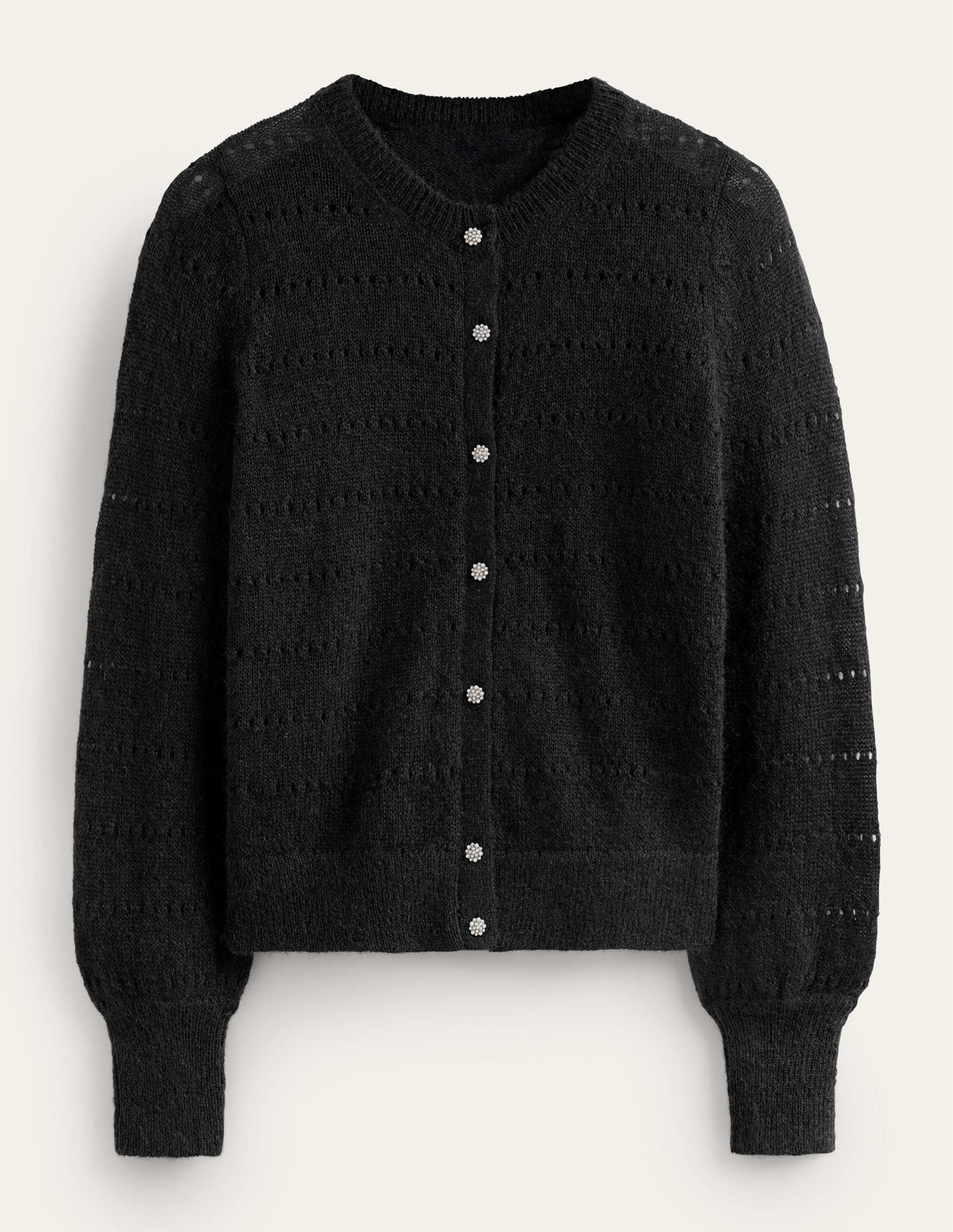 Fluffy Textured Cardigan-Black - Image 5