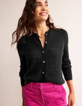 Fluffy Textured Cardigan-Black