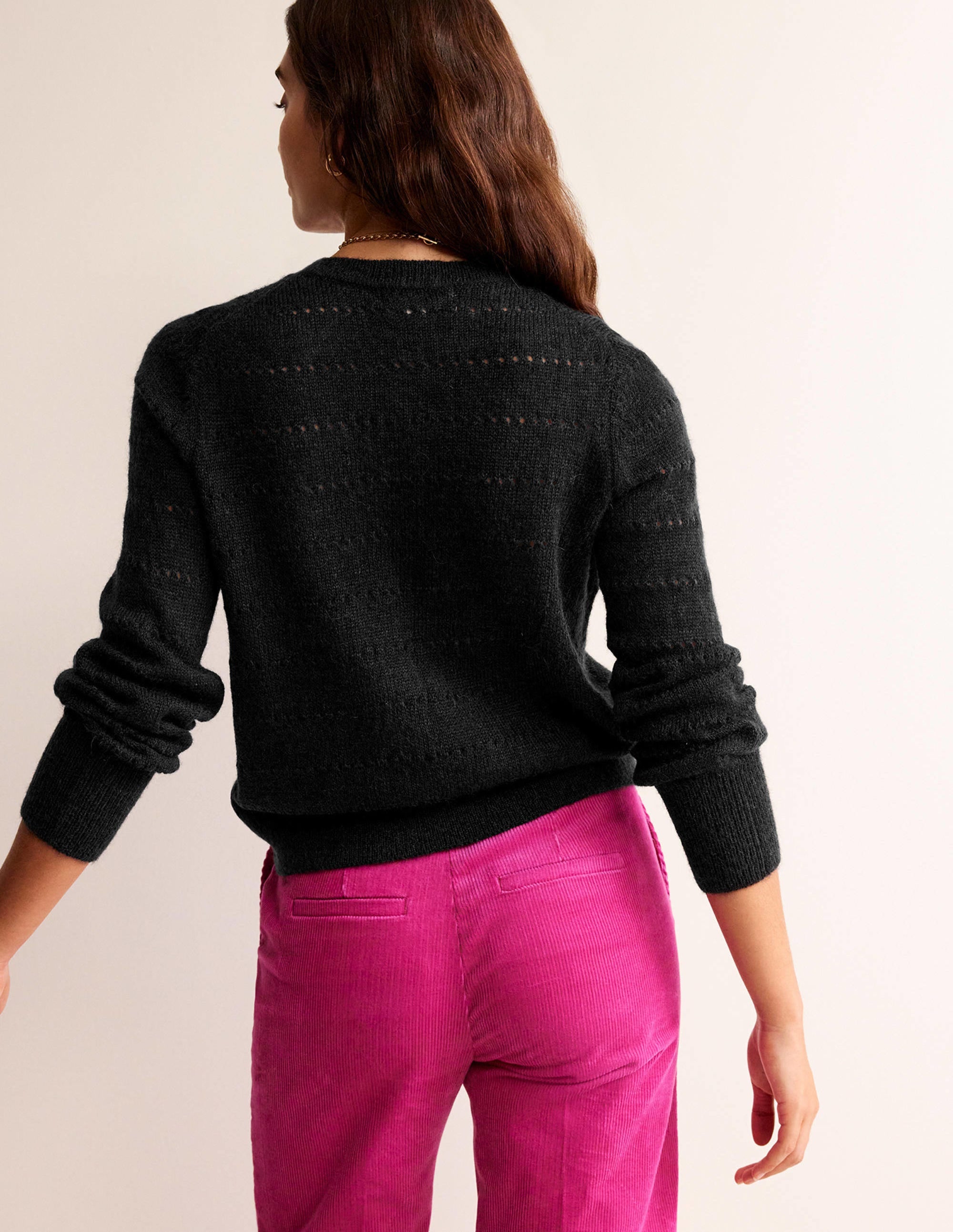 Fluffy Textured Cardigan-Black - Image 3