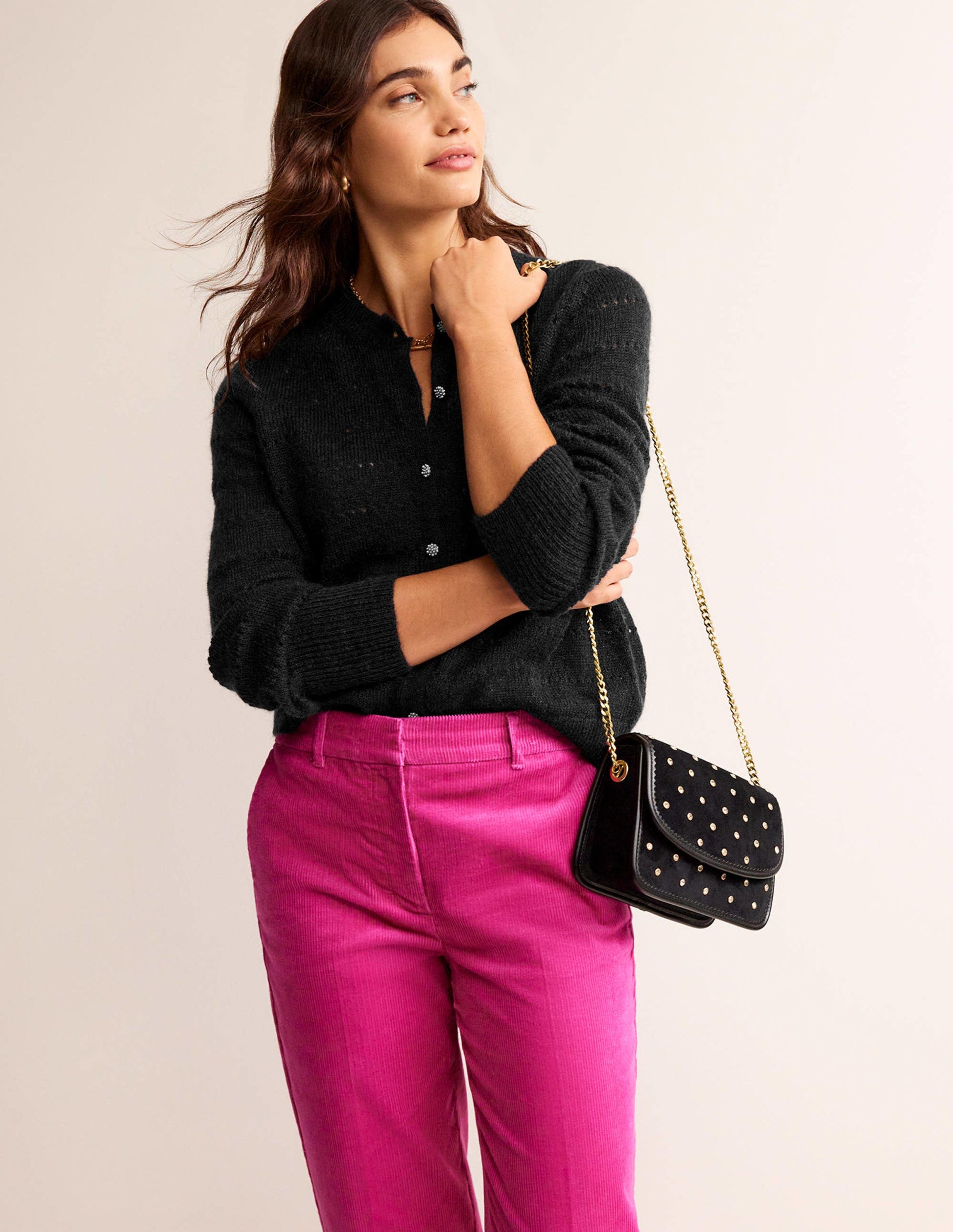 Fluffy Textured Cardigan-Black-4