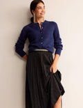 Fluffy Textured Cardigan-Navy