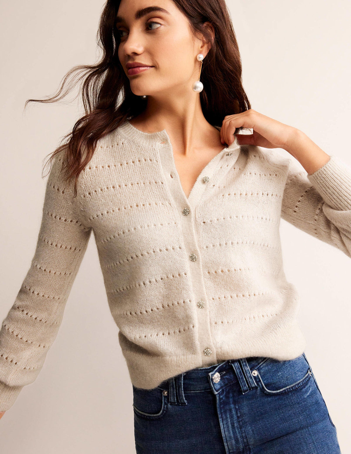 Fluffy Textured Cardigan-Vanilla - Image 4
