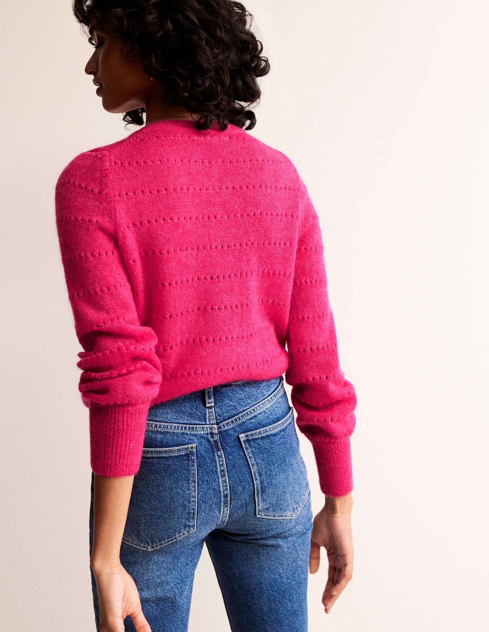 Fluffy Textured Cardigan-Vibrant Pink-3