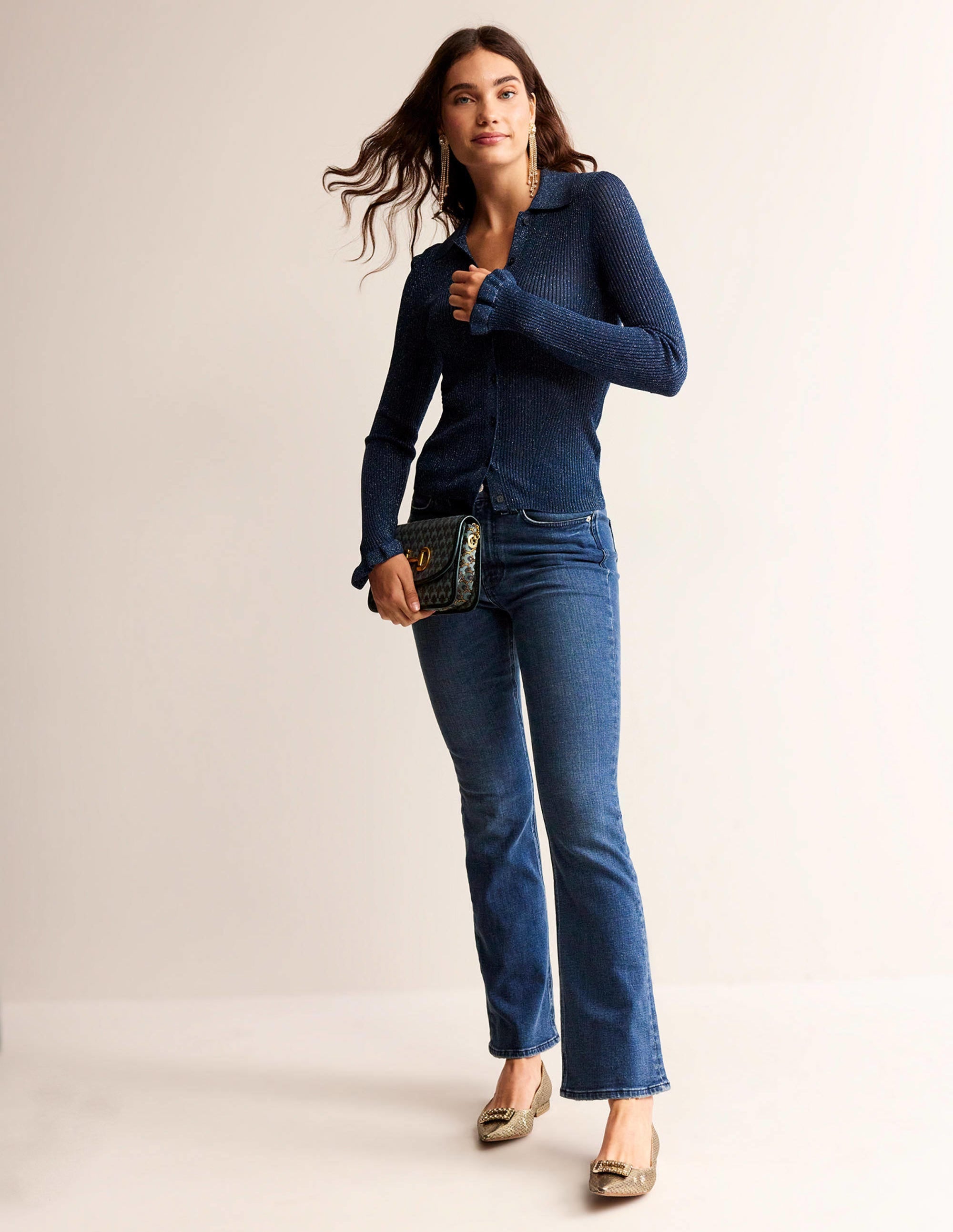 Sparkle-Rib Collared Cardigan-Atlantic Blue - Image 4