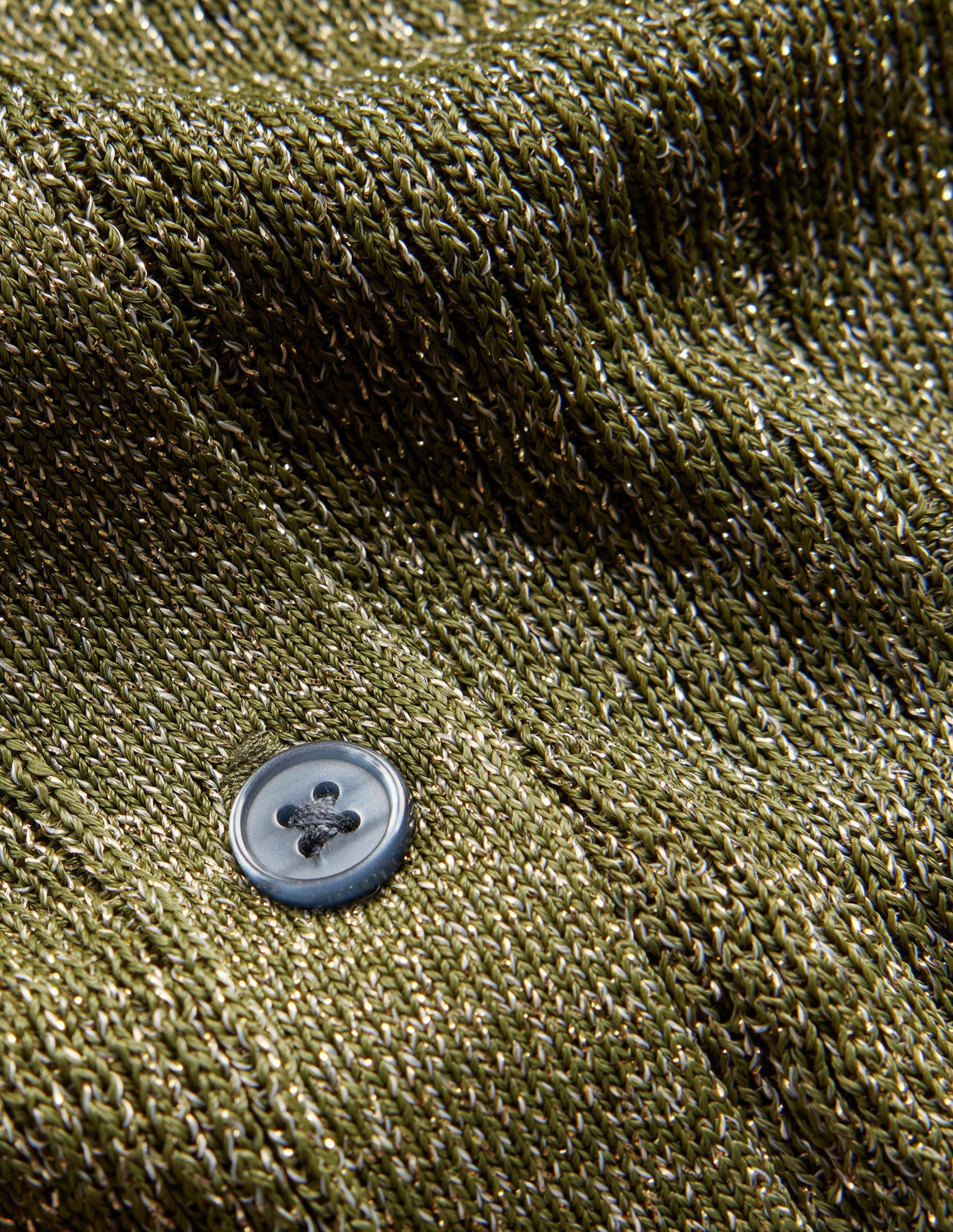 Sparkle-Rib Collared Cardigan-Olive Metallic-6