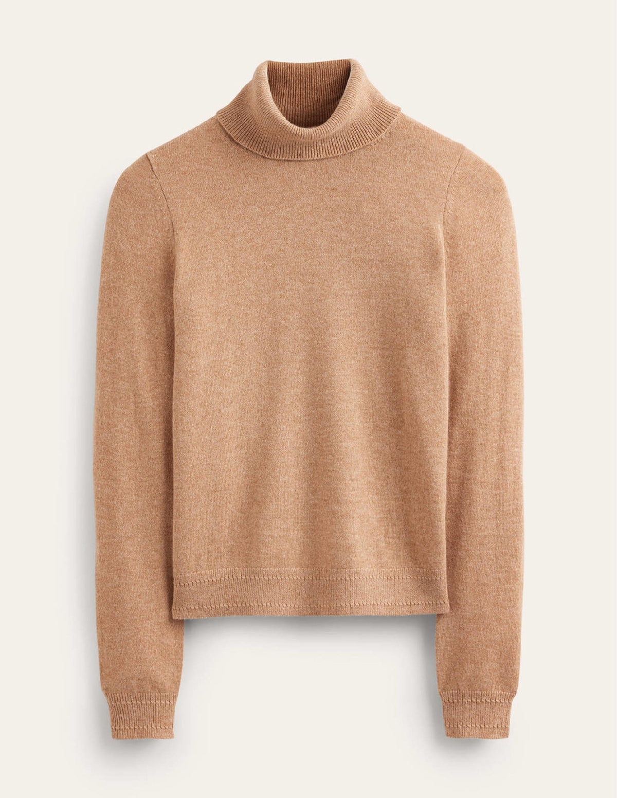 Eva Cashmere Roll-Neck Jumper-Camel Melange - Image 5