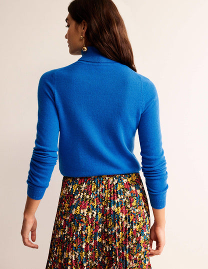 Eva Cashmere Roll-Neck Jumper-Cyan-3