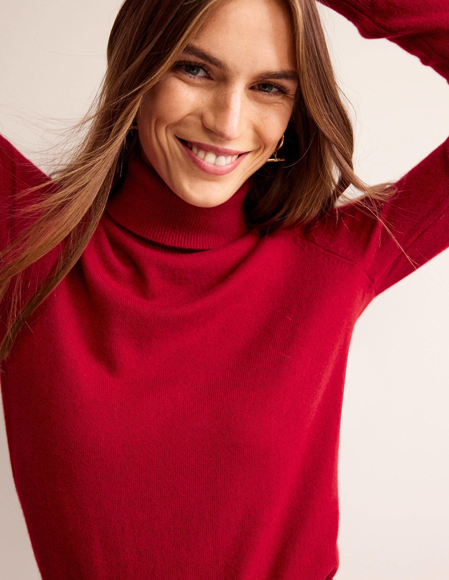 Eva Cashmere Roll Neck Jumper-Salsa