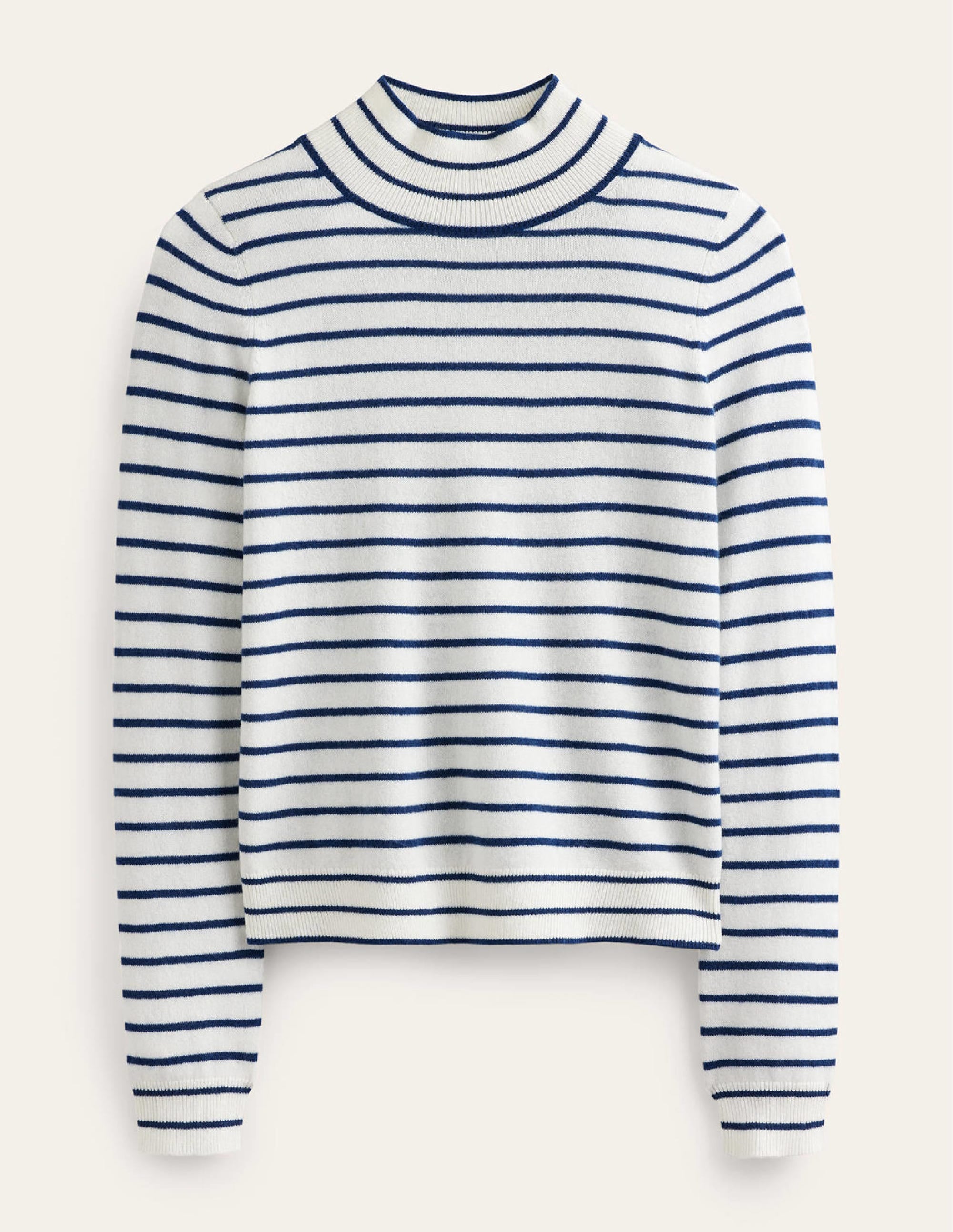 Striped Cashmere Jumper-Ivory / Navy - Image 5