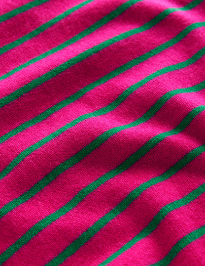 Striped Cashmere Jumper-Vibrant Pink / Veridian Green-6