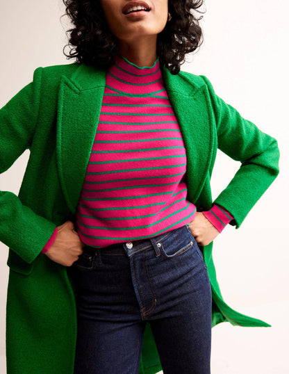 Striped Cashmere Jumper-Vibrant Pink / Veridian Green-4