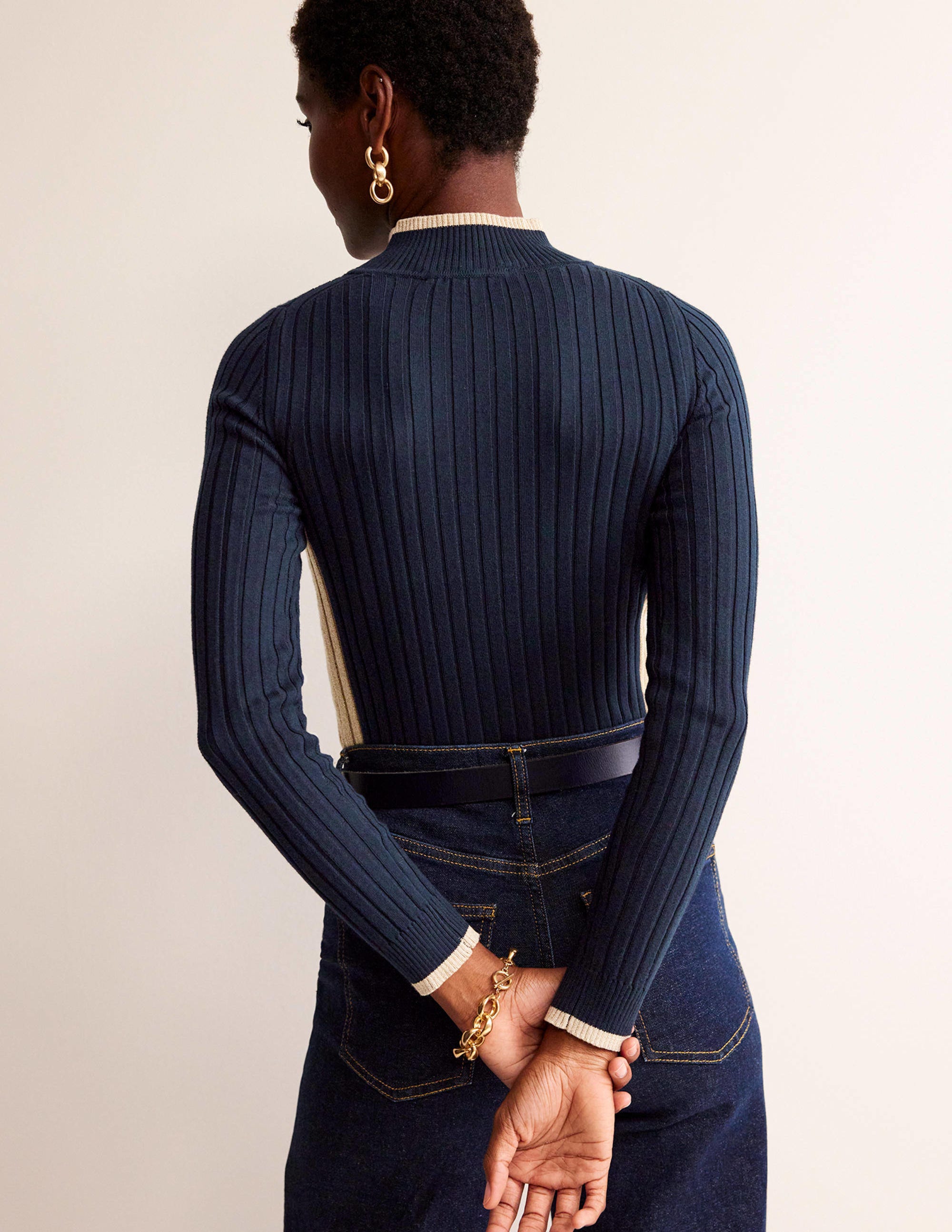 Isodora Ribbed Jumper-Navy - Image 3