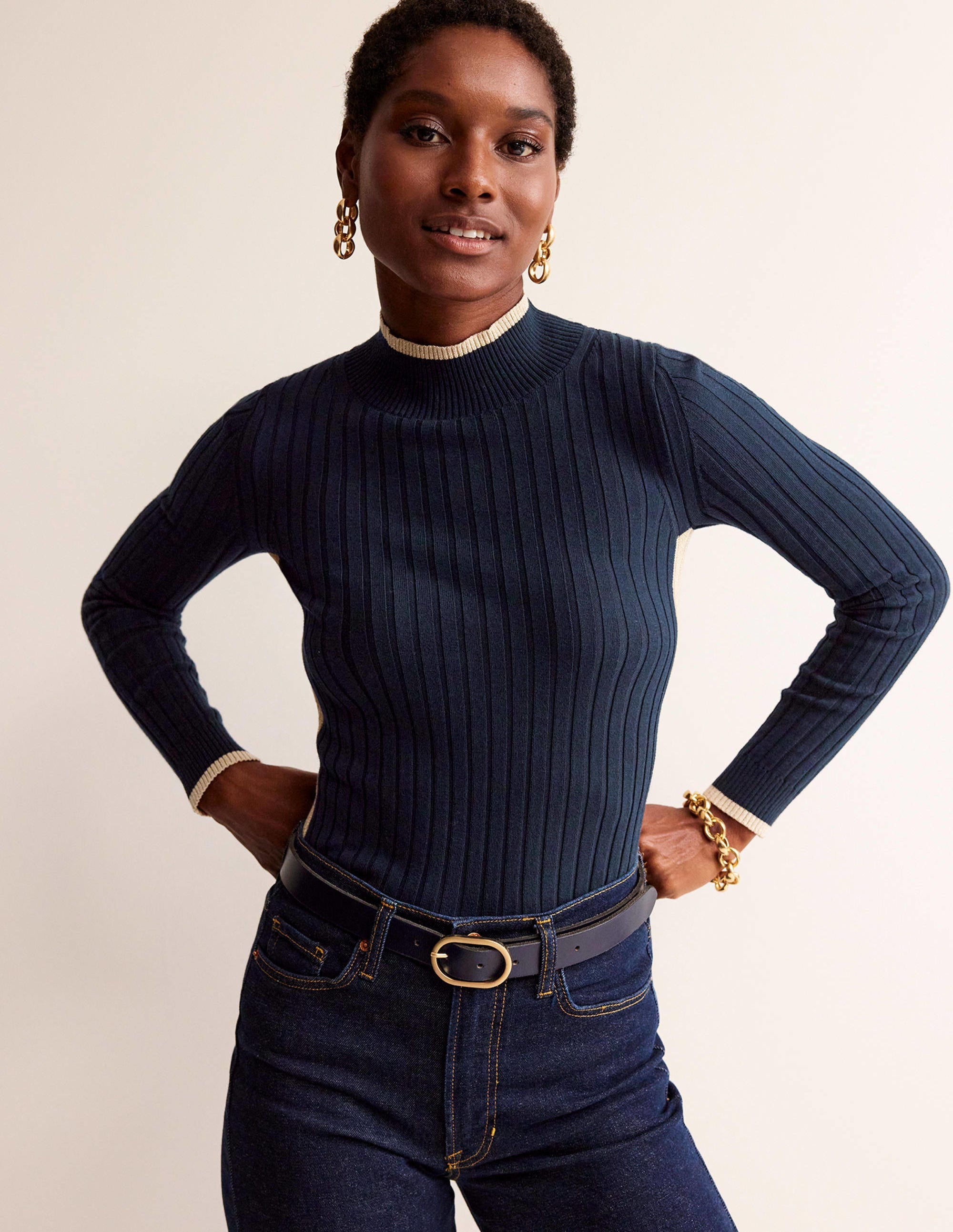 Isodora Ribbed Jumper-Navy - Image 4