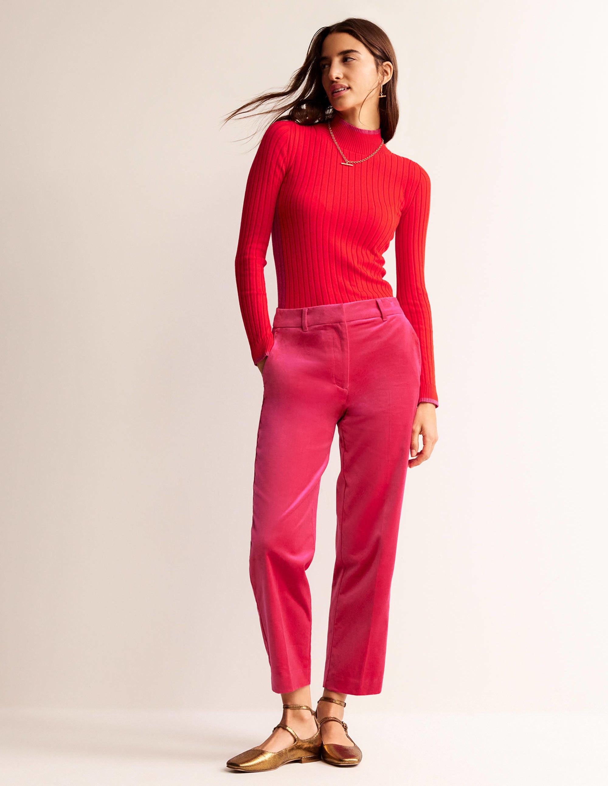 Isodora Ribbed Jumper-Brilliant Red - Image 4