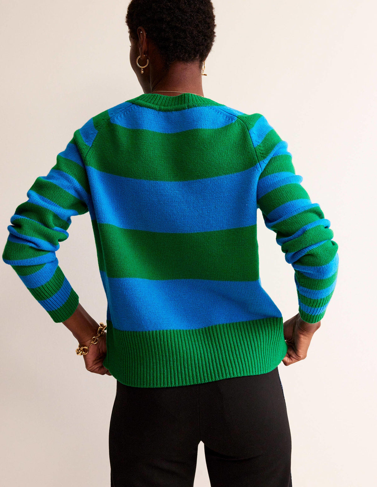 Olivia Merino Jumper-Bight Cobalt / Veridian Green - Image 3
